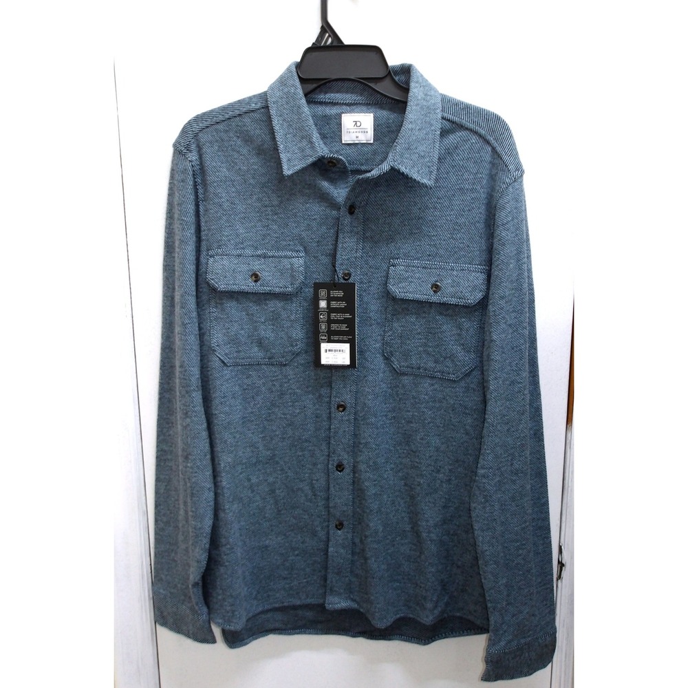 7 Diamonds Generation Shirt Jacket Blue Heather Flannel Button Up M /#26800
